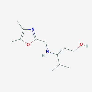 molecular formula C12H22N2O2 B6632065 3-[(4,5-Dimethyl-1,3-oxazol-2-yl)methylamino]-4-methylpentan-1-ol 