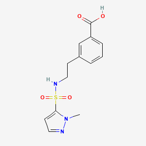 molecular formula C13H15N3O4S B6632076 3-[2-[(2-Methylpyrazol-3-yl)sulfonylamino]ethyl]benzoic acid 
