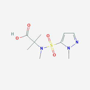 molecular formula C9H15N3O4S B6632077 2-Methyl-2-[methyl-(2-methylpyrazol-3-yl)sulfonylamino]propanoic acid 