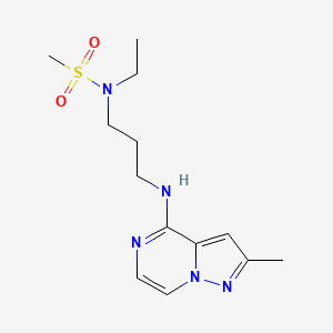 molecular formula C13H21N5O2S B6632121 N-ethyl-N-[3-[(2-methylpyrazolo[1,5-a]pyrazin-4-yl)amino]propyl]methanesulfonamide 