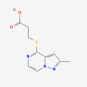 molecular formula C10H11N3O2S B6632124 3-(2-Methylpyrazolo[1,5-a]pyrazin-4-yl)sulfanylpropanoic acid 