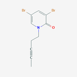 molecular formula C10H9Br2NO B6632133 3,5-Dibromo-1-pent-3-ynylpyridin-2-one 