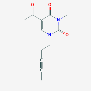 molecular formula C12H14N2O3 B6632145 5-Acetyl-3-methyl-1-pent-3-ynylpyrimidine-2,4-dione 