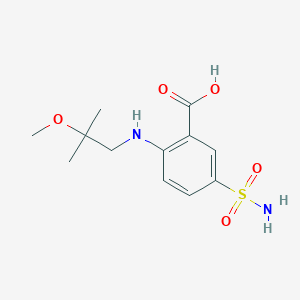 molecular formula C12H18N2O5S B6632154 2-[(2-Methoxy-2-methylpropyl)amino]-5-sulfamoylbenzoic acid 