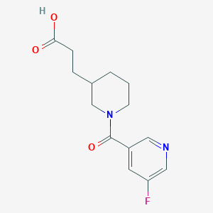 molecular formula C14H17FN2O3 B6632170 3-[1-(5-Fluoropyridine-3-carbonyl)piperidin-3-yl]propanoic acid 
