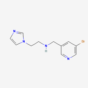 molecular formula C11H13BrN4 B6632208 N-[(5-bromopyridin-3-yl)methyl]-2-imidazol-1-ylethanamine 