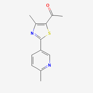 molecular formula C12H12N2OS B6632225 1-[4-Methyl-2-(6-methylpyridin-3-yl)-1,3-thiazol-5-yl]ethanone 