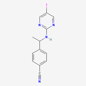 molecular formula C13H11IN4 B6632235 4-[1-[(5-Iodopyrimidin-2-yl)amino]ethyl]benzonitrile 