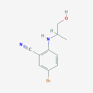 molecular formula C10H11BrN2O B6632243 5-Bromo-2-(1-hydroxypropan-2-ylamino)benzonitrile 