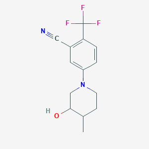 molecular formula C14H15F3N2O B6632258 5-(3-Hydroxy-4-methylpiperidin-1-yl)-2-(trifluoromethyl)benzonitrile 
