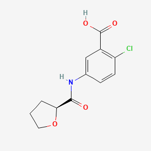 molecular formula C12H12ClNO4 B6632302 2-chloro-5-[[(2S)-oxolane-2-carbonyl]amino]benzoic acid 