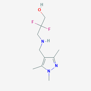 molecular formula C10H17F2N3O B6632317 2,2-Difluoro-3-[(1,3,5-trimethylpyrazol-4-yl)methylamino]propan-1-ol 