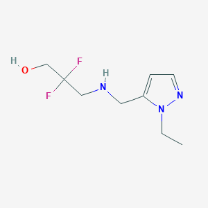 molecular formula C9H15F2N3O B6632340 3-[(2-Ethylpyrazol-3-yl)methylamino]-2,2-difluoropropan-1-ol 