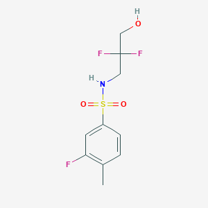 molecular formula C10H12F3NO3S B6632362 N-(2,2-difluoro-3-hydroxypropyl)-3-fluoro-4-methylbenzenesulfonamide 