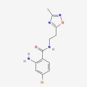 molecular formula C12H13BrN4O2 B6632452 2-amino-4-bromo-N-[2-(3-methyl-1,2,4-oxadiazol-5-yl)ethyl]benzamide 