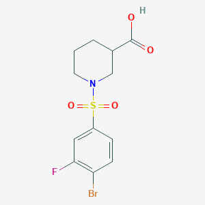 molecular formula C12H13BrFNO4S B6632483 1-(4-Bromo-3-fluorophenyl)sulfonylpiperidine-3-carboxylic acid 