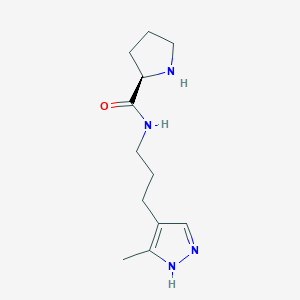 molecular formula C12H20N4O B6632487 (2R)-N-[3-(5-methyl-1H-pyrazol-4-yl)propyl]pyrrolidine-2-carboxamide 