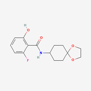 molecular formula C15H18FNO4 B6632528 N-(1,4-dioxaspiro[4.5]decan-8-yl)-2-fluoro-6-hydroxybenzamide 