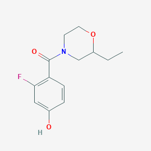 molecular formula C13H16FNO3 B6632535 (2-Ethylmorpholin-4-yl)-(2-fluoro-4-hydroxyphenyl)methanone 