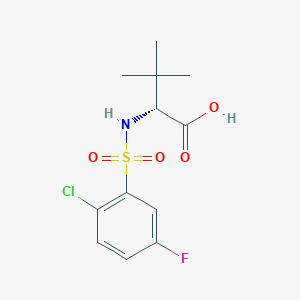 molecular formula C12H15ClFNO4S B6632579 (2R)-2-[(2-chloro-5-fluorophenyl)sulfonylamino]-3,3-dimethylbutanoic acid 