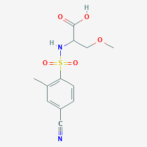molecular formula C12H14N2O5S B6632629 2-[(4-Cyano-2-methylphenyl)sulfonylamino]-3-methoxypropanoic acid 