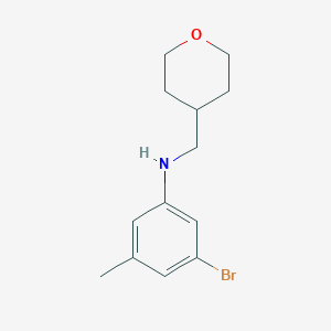 molecular formula C13H18BrNO B6632658 3-bromo-5-methyl-N-(oxan-4-ylmethyl)aniline 
