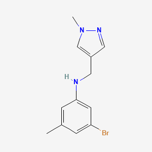 molecular formula C12H14BrN3 B6632666 3-bromo-5-methyl-N-[(1-methylpyrazol-4-yl)methyl]aniline 