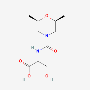 molecular formula C10H18N2O5 B6632694 2-[[(2R,6S)-2,6-dimethylmorpholine-4-carbonyl]amino]-3-hydroxypropanoic acid 