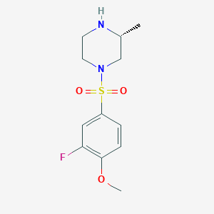 molecular formula C12H17FN2O3S B6632744 (3R)-1-(3-fluoro-4-methoxyphenyl)sulfonyl-3-methylpiperazine 