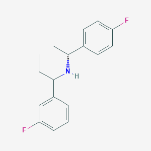 molecular formula C17H19F2N B6632757 1-(3-fluorophenyl)-N-[(1R)-1-(4-fluorophenyl)ethyl]propan-1-amine 
