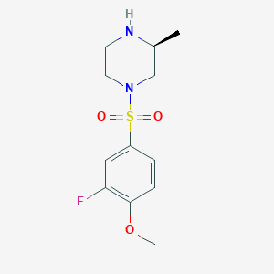 molecular formula C12H17FN2O3S B6632765 (3S)-1-(3-fluoro-4-methoxyphenyl)sulfonyl-3-methylpiperazine 