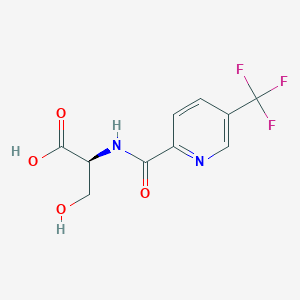 molecular formula C10H9F3N2O4 B6632771 (2S)-3-hydroxy-2-[[5-(trifluoromethyl)pyridine-2-carbonyl]amino]propanoic acid 