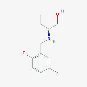 molecular formula C12H18FNO B6632820 (2S)-2-[(2-fluoro-5-methylphenyl)methylamino]butan-1-ol 
