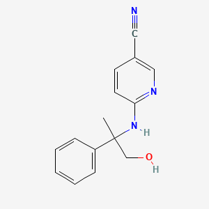 molecular formula C15H15N3O B6632829 6-[(1-Hydroxy-2-phenylpropan-2-yl)amino]pyridine-3-carbonitrile 