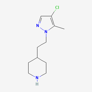 molecular formula C11H18ClN3 B6632840 4-[2-(4-Chloro-5-methylpyrazol-1-yl)ethyl]piperidine 