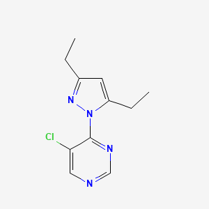 molecular formula C11H13ClN4 B6632884 5-Chloro-4-(3,5-diethylpyrazol-1-yl)pyrimidine 