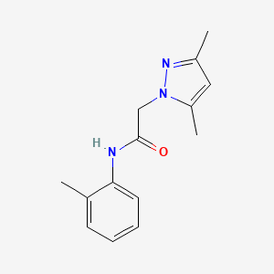 molecular formula C14H17N3O B6632914 N-(2-Methylphenyl)-2-(3,5-dimethyl-1H-pyrazole-1-yl)acetamide 