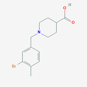 molecular formula C14H18BrNO2 B6632925 1-[(3-Bromo-4-methylphenyl)methyl]piperidine-4-carboxylic acid 
