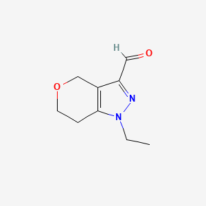 molecular formula C9H12N2O2 B6632935 1-ethyl-1H,4H,6H,7H-pyrano[4,3-c]pyrazole-3-carbaldehyde 