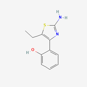 molecular formula C11H12N2OS B6632964 2-(2-Amino-5-ethyl-1,3-thiazol-4-yl)phenol 