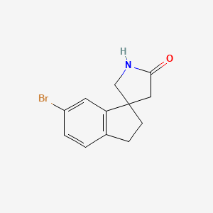 molecular formula C12H12BrNO B6632987 6-Bromo-2,3-dihydrospiro[indene-1,3'-pyrrolidine]-5'-one 