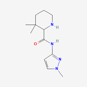 molecular formula C12H20N4O B6633016 3,3-dimethyl-N-(1-methylpyrazol-3-yl)piperidine-2-carboxamide 