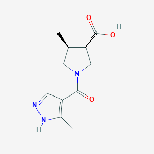 molecular formula C11H15N3O3 B6633036 (3S,4S)-4-methyl-1-(5-methyl-1H-pyrazole-4-carbonyl)pyrrolidine-3-carboxylic acid 