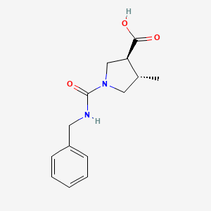 molecular formula C14H18N2O3 B6633037 (3S,4S)-1-(benzylcarbamoyl)-4-methylpyrrolidine-3-carboxylic acid 