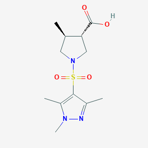 molecular formula C12H19N3O4S B6633045 (3S,4S)-4-methyl-1-(1,3,5-trimethylpyrazol-4-yl)sulfonylpyrrolidine-3-carboxylic acid 