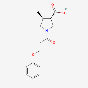 molecular formula C15H19NO4 B6633049 (3S,4S)-4-methyl-1-(3-phenoxypropanoyl)pyrrolidine-3-carboxylic acid 