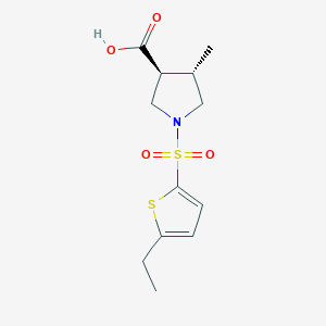 molecular formula C12H17NO4S2 B6633062 (3S,4S)-1-(5-ethylthiophen-2-yl)sulfonyl-4-methylpyrrolidine-3-carboxylic acid 