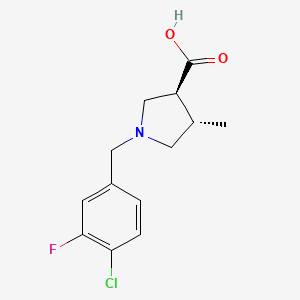 molecular formula C13H15ClFNO2 B6633064 (3S,4S)-1-[(4-chloro-3-fluorophenyl)methyl]-4-methylpyrrolidine-3-carboxylic acid 