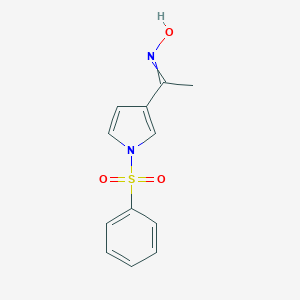 molecular formula C12H12N2O3S B066331 N-[1-[1-(benzenesulfonyl)pyrrol-3-yl]ethylidene]hydroxylamine CAS No. 175135-42-9
