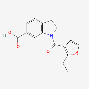 molecular formula C16H15NO4 B6633155 1-(2-Ethylfuran-3-carbonyl)-2,3-dihydroindole-6-carboxylic acid 
